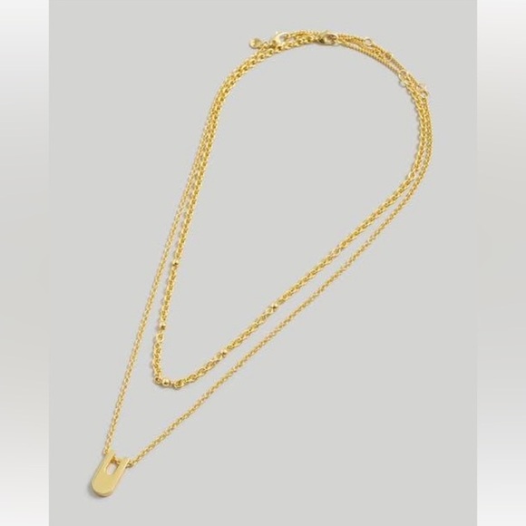 Madewell Cutout Geometric Pendant Necklace in Gold NWT 42$ - Picture 5 of 7